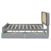 Queen Size Headboard Bed With 2 Drawers And Trundle - Gray - Image 4