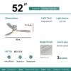 Wooden Ceiling Fan With 18W Led Light 3 Solid Wood Blades Remote Control Reversible Dc Motor For Home - Silver - Image 8