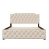 Queen Size Upholstered Platform Bed With Twin Size Trundle And 2 Sets Of USB Ports On Each Side - Beige - Image 3