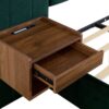 Upholstered King Size Bed Frame Of Velvet Tufted Headboard With Floating Nightstand LED / USB Built-In - Dark Green - Image 13