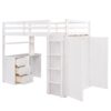 Twin Size Loft Bed With Drawers, Desk, And Wardrobe - White - Image 4