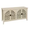 Hollowed Out Cabinet With 4 Doors, Suitable For Bedroom - Natural - Image 10