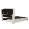 Twilight Fully Upholstered Fabric Wingback Queen Bed - Ivory - Image 7