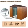 Outdoor Metal Storage Shed With Floor Base - Coffee - Image 2