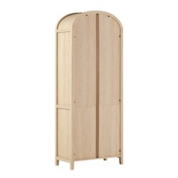 Modern 3 Shelf Open Arched Bookcase Cabinet - Oak
