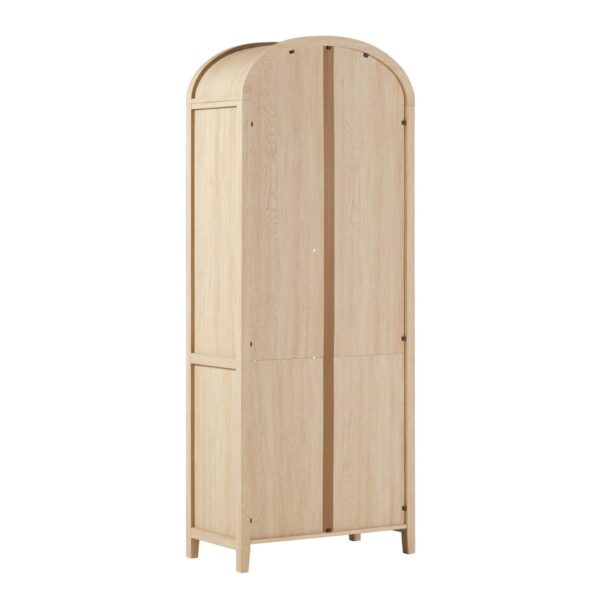 Modern 3 Shelf Open Arched Bookcase Cabinet - Oak