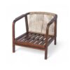 Outdoor Lounge Chair With Woven Backrest, Solid Wood Frame, Comfortable Cushions - Walnut - Image 6