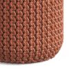 Wynne - Round Knitted Outdoor / Indoor Pouf - Orange - Image 3