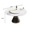 59.05" Modern Artificial Stone Round Carbon Steel Base Dining Table, White Artificial Stone Turntable - White / Black - Image 10