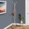 Free Standing Coat Rack 3 Hooks For Entryway - Silver - Image 3