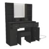 Newly Designed Smart Mirror Dressing Table With Drawers And Storage Cabinet, Dressing Table With Dressing Pad For Bedroom - Black - Image 4