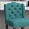 Solara - Fabric Tufted Counter Stool With Nailhead Accents (Set of 2) - Teal - Image 7