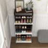 Modern Freestanding Shoe Storage Cabinet With 3 Flip Drawers - White / Walnut - Image 7