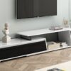 Modern, Minimalist Rectangle Extendable TV Stand, TV Cabinet With 2 Drawers And 1 Cabinet For Living Room, Up To 100" - White - Image 5