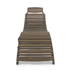 Lahaina - Wood Foldable Chaise Lounge Acacia Outdoor Relaxation Chair - Gray