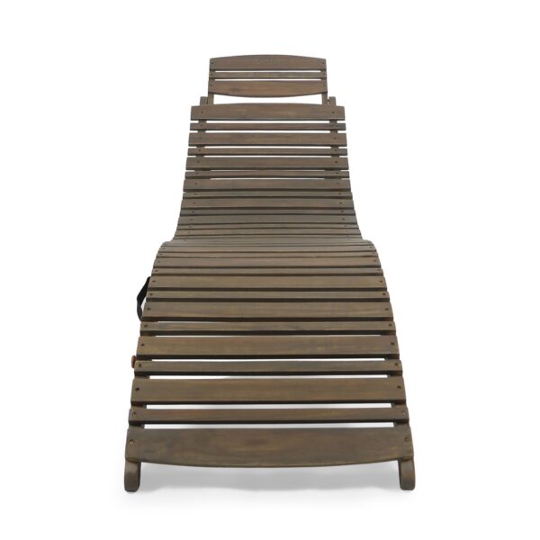 Lahaina - Wood Foldable Chaise Lounge Acacia Outdoor Relaxation Chair - Gray