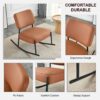 Rocking Chair With Backrest And Black Metal Legs For Living Room - Brown - Image 3