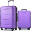 Expanable Spinner Wheel 2 Piece Luggage Set ABS Lightweight Suitcase With Tsa Lock 20" / 28" - Purple - Image 2