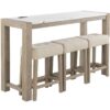 Vanilla - Real Marble Sofa Table With Power And 3 Stools - Beige / Natural - Image 3