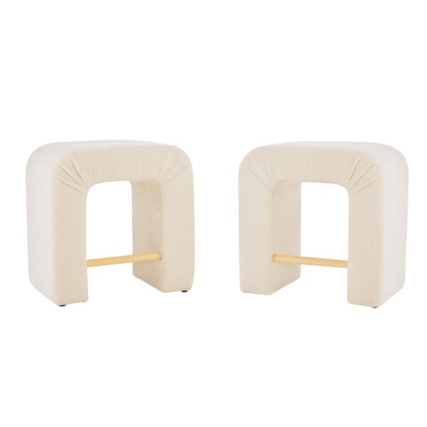 Boucle Stool (Set of 2), Dining Chairs For Home Kitchen Island - Cream