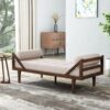 Modern Chaise Lounge With Button Tufting And Bentwood Structure - Beige - Image 2