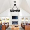 6 Light (No Bulbs) Wagon Wheel Chandelier Farmhouse Modern Small Round Chandelier For Living Room Kitchen Island Foyer Hallway Entryway Bedroom Dining Room Light Fixture Ceiling Hanging - Matte Black - Image 3