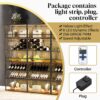 LED Tall Wine Rack Freestanding Floor, 7 Tier Wine Baker Rack With Glass Holder & Wine Storage, Industrial Wine Display Shelf Wine Bar Cabinet For Bar, Kitchen, Dining Room - Walnut / Black - Image 4