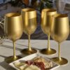 Leadingware Metallic Plastic Wine Glasses (Set of 4), Bpa Free, Unbreakable 12Oz Acrylic Wine Glasses - Gold - Image 5
