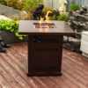 28" Propane Gas Fire Pit Table, 50000 Btu Square Steel Fire Pit For Outside Patio Deck Garden Courtyard - Brown - Image 3