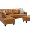 Irine - Faux Leather Sectional Sofa With Ottoman - Ginger - Image 8
