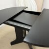 Dining Table For Farmhouse Kitchen Expandable Oval Table Top With Removable Leaf Trestle X Shaped Base - Black - Image 23