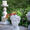 Greek Style Cement Head Planter Indoor Outdoor Home, Garden Decor - Gray - Image 8