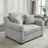 Modern Chenille Oversized Armchair, Chair And A Half, Single Sofa For Bedroom, Living Room, Wide - Light Gray - Image 4