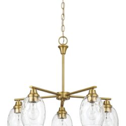 Elegance 5 Lights Linear Arms With Chain Chandelier - Clear / Gold