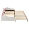 Twin Extending Daybed With LED Lights, Modern Upholstered Princess Daybed With Crown Headboard - White - Image 10