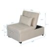 Versatile Folding Ottoman Sofa Bed Wood Multifunctional Space Saver - Beige - Image 4
