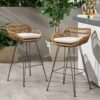 Outdoor Rattan Bar Chair With Metal Legs - Brown - Image 5
