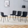 Luxury Minimalist Chairs (Set of 4) High Quality Dining Chairs With Metal Legs And - Black - Image 4