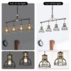 Dining Room Light Fixture / Chandelier Table, 40 -" Hanging For Farmhouse Linear Chandeliers, 5 Light Kitchen Island Lighting Ceiling Chandelier, With Metal Lampshade - Gold / Matte Black - Image 8