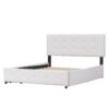 Queen Size Upholstered Platform Bed With Classic Headboard And 4 Drawers, No Box Spring Needed - White - Image 2