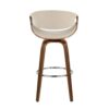 Curvini Mid-Century Modern Fixed Height Barstool With Swivel (Set of 2) - Walnut / Cream - Image 5