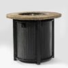 30" Propane Gas Fire Pit Table, 50000 Btu Round Steel Fire Pit With Imitation Wood Grain For Outside Patio Deck Garden Backyard - Black - Image 4