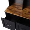 Modern Hall Tree With Entryway Bench, 3 Shelves And Drawers, Wide Hall Tree With Storage Bench For Hallway - Black - Image 15