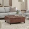 Harrison - Multifunctional Large Square Coffee Table Storage Ottoman - Brown - Image 6