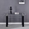 Console Table, Tempered Glass Top, Modern Foyer Area Table - Black - Image 3