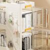 4 Tier Rolling Storage Bookcase With Wheels And Large Capacity Storage Bins - Cream - Image 7
