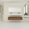 Modern Wall Mounted Bathroom Vanity With Dual Resin Sink And Soft Close Drawers - Brown Ebony - Image 2