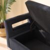 Wide Storage Soft Ottoman Bench With Armrests, Footrest Bed End Stool For Living Room, Dorm, Entryway And Bedroom - Black - Image 9