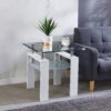Clear Glass Top Side Table, End Table, Modern Design For Home - White - Image 8