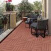 Plastic Interlocking Deck Tiles, (Set of 44), Patio Flooring Outdoor Waterproof All Weather Use For Garden Poolside Front / Back Yard - Mahogany - Image 3